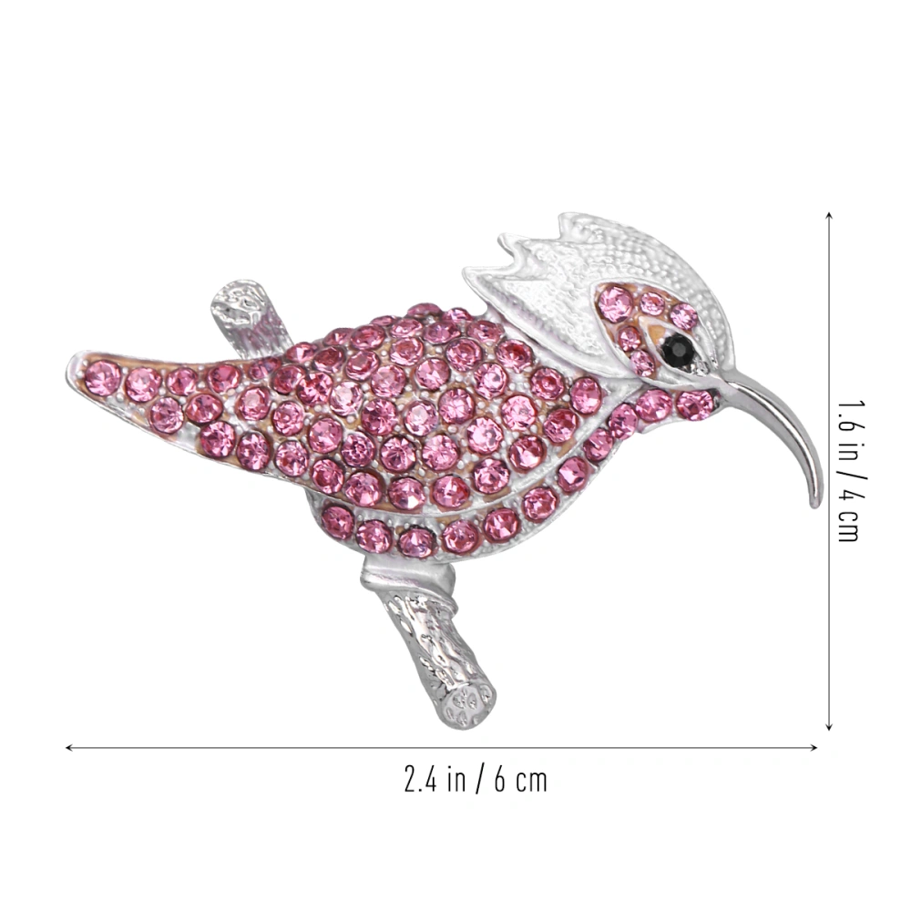 Animal Hummingbird Brooch Rhinestone Crystal Brooch Diamond Brooch Breastpin (Pink)