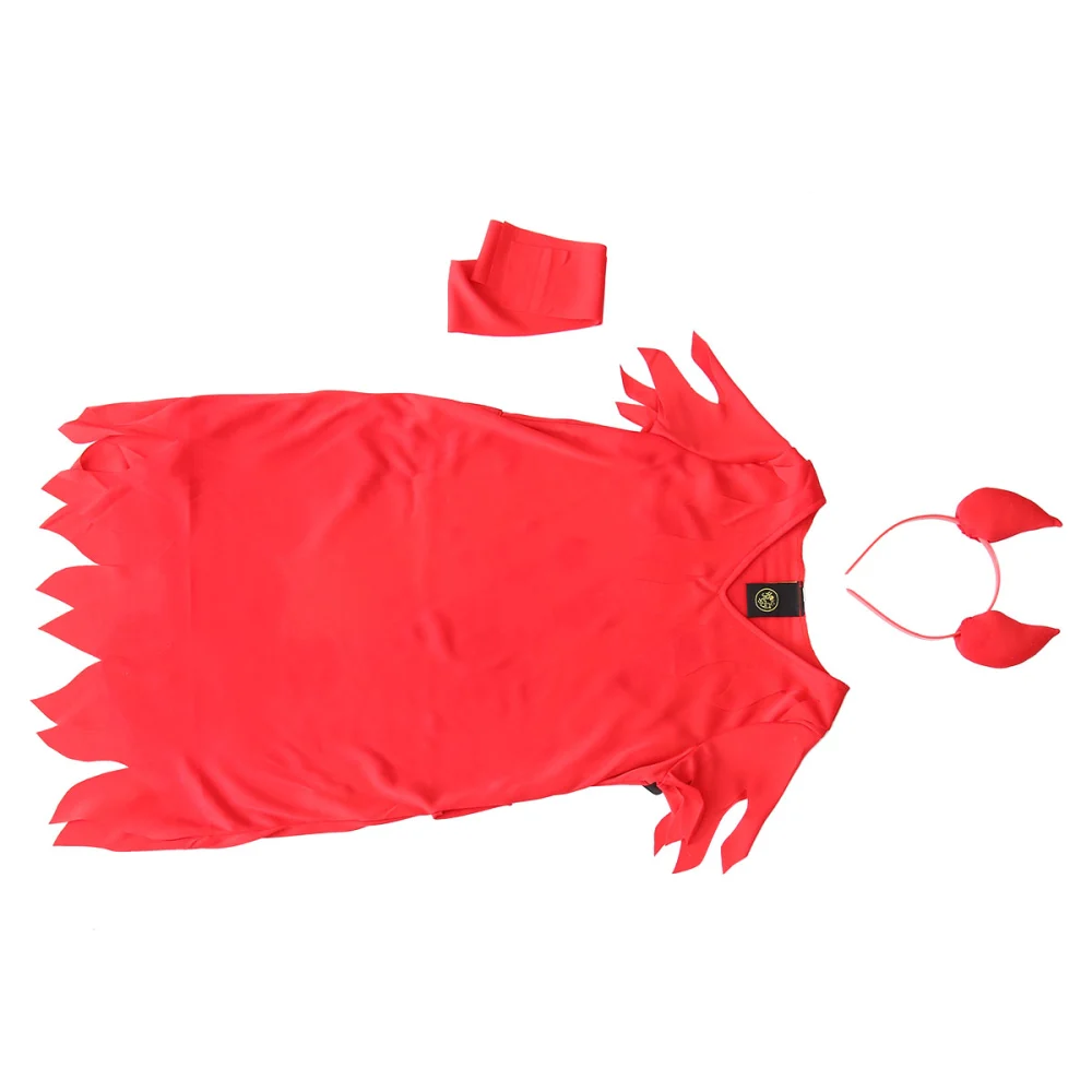 Kids Girls Halloween Devil Dress Costume Cosplay Apparel with Headdress