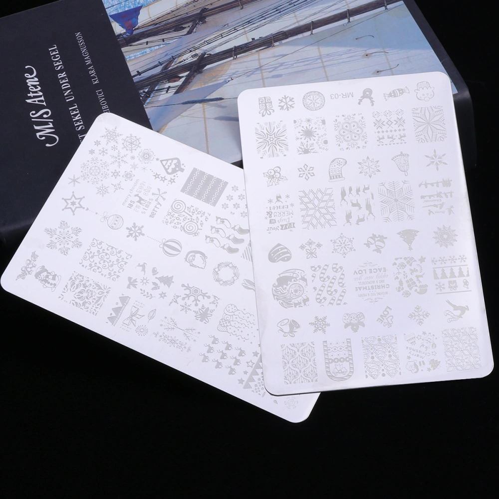 2pcs Nail Art Stamping Plates Stamping Templates Stainless Steel Plates for Nail Art Lace Flower Flora Pattern