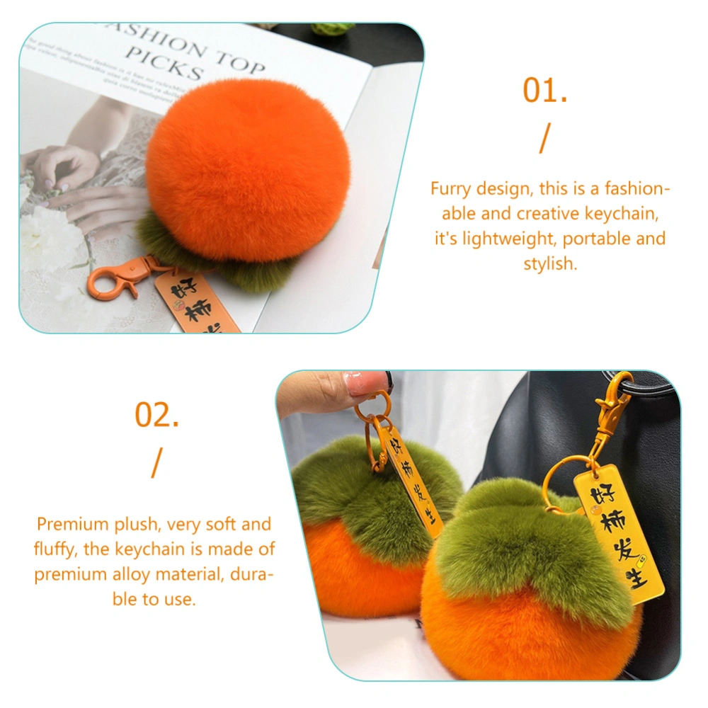 Plush Persimmon Keychain Backpack Charm Stuffed Fruit Keyring Backpack Accessory