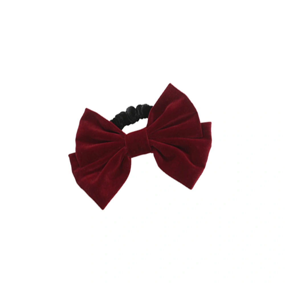 Big Bowknot Shaped Hair Ties Hair Rings Women Hair Circles (Wine Red)