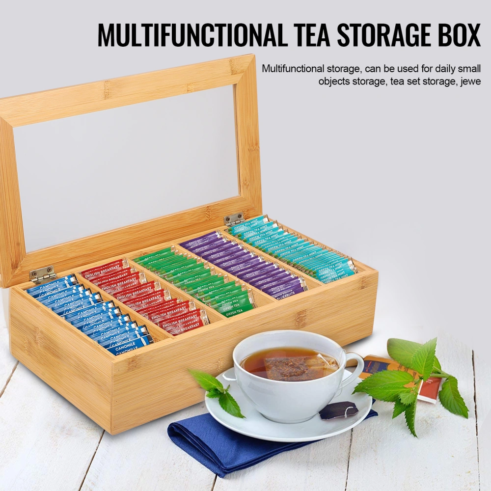 1 Pc Multipurpose Storage Box Tea Bag Box Dust-proof Storage Case (Wood Color)