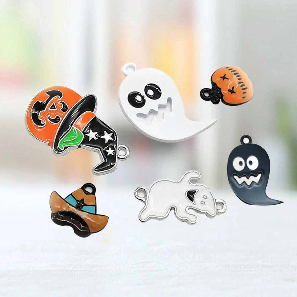 12PCS Halloween Series DIY Use Alloy Unique Shape Jewelry DIY Accessories (Random Pattern)