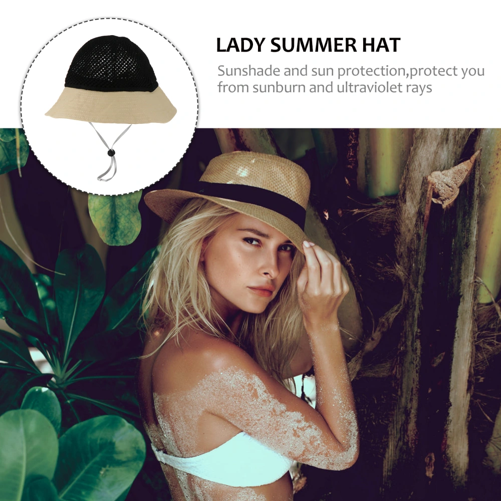 1pc Foldable Lady Summer Beach Hat Sun Protection Hollow Hat Outdoor Hat