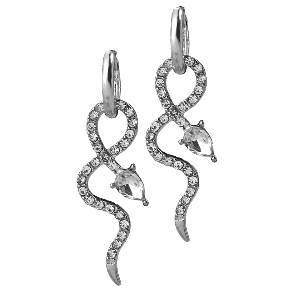 1 Pair Snake Shaped Earring Woman Earring Alloy Ear Jewelry for Decor (Sliver)
