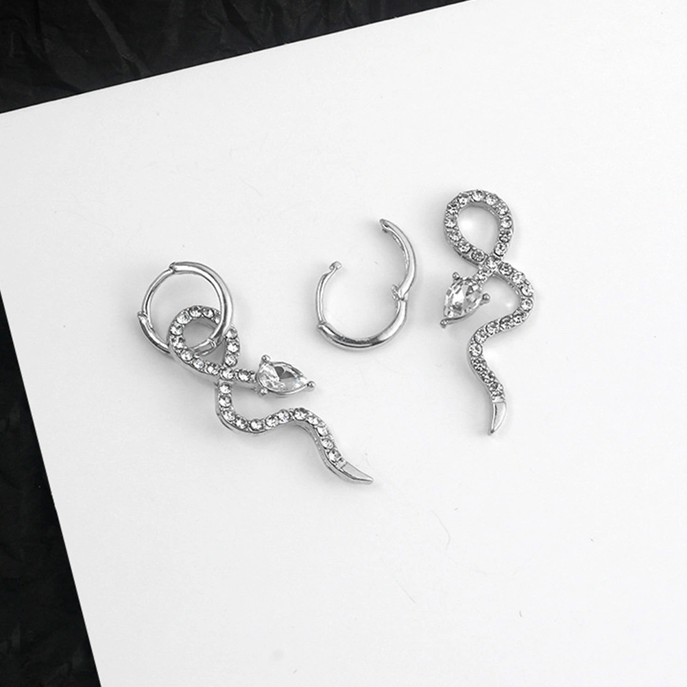 1 Pair Snake Shaped Earring Woman Earring Alloy Ear Jewelry for Decor (Sliver)