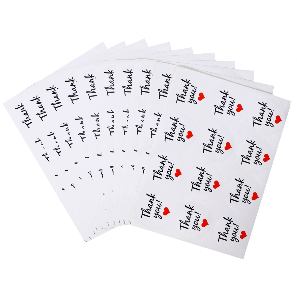 10 Sheets Heart-Shaped Thank You Sticker Craft Thank You Label Adhesive Labels Decorative Sealing Stickers