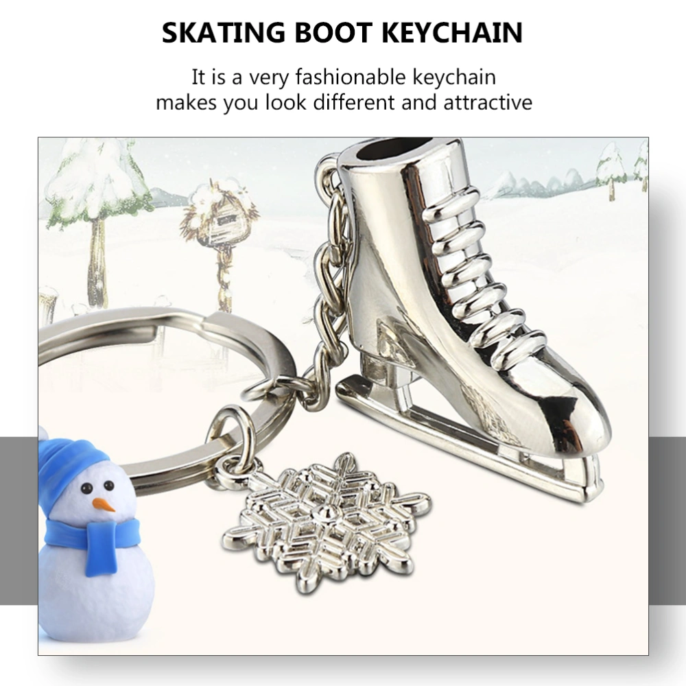 2Pcs Adorable Winter Sports Ice Skates Shaped Design Key Chains Pendants