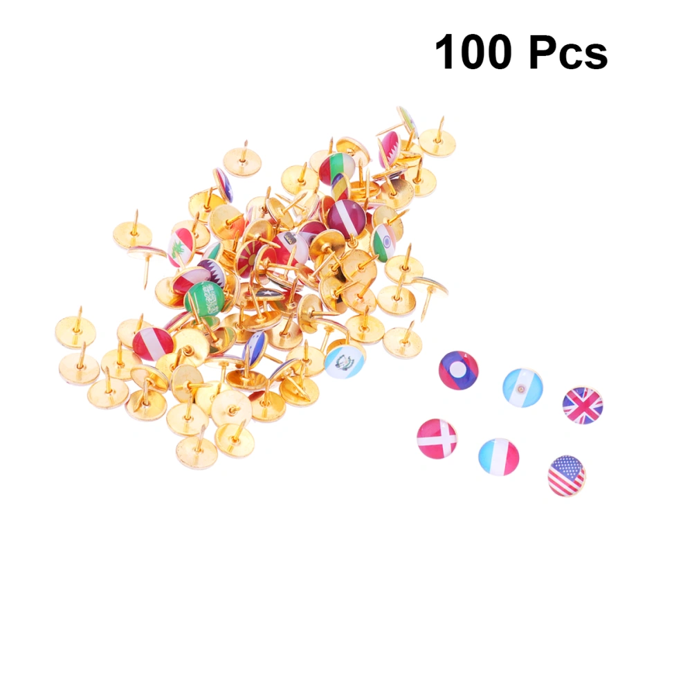 100Pcs National Pattern Drawing Pin Round Head Pushpins Decorative Thumbtack Drop Rubber Map