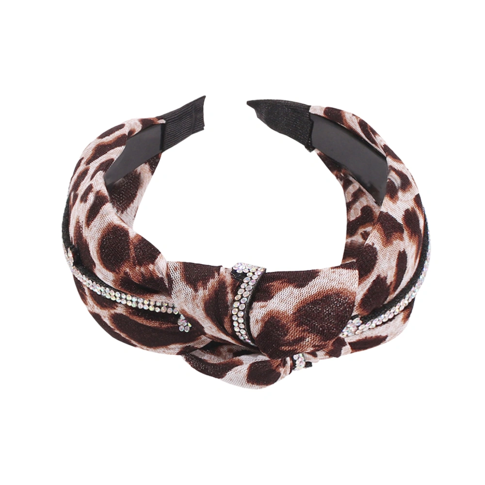 1pc Sexy Leopard Hair Knotted Headband Wide Rim Hair Band Fashion Women Headdress Yellow Brown