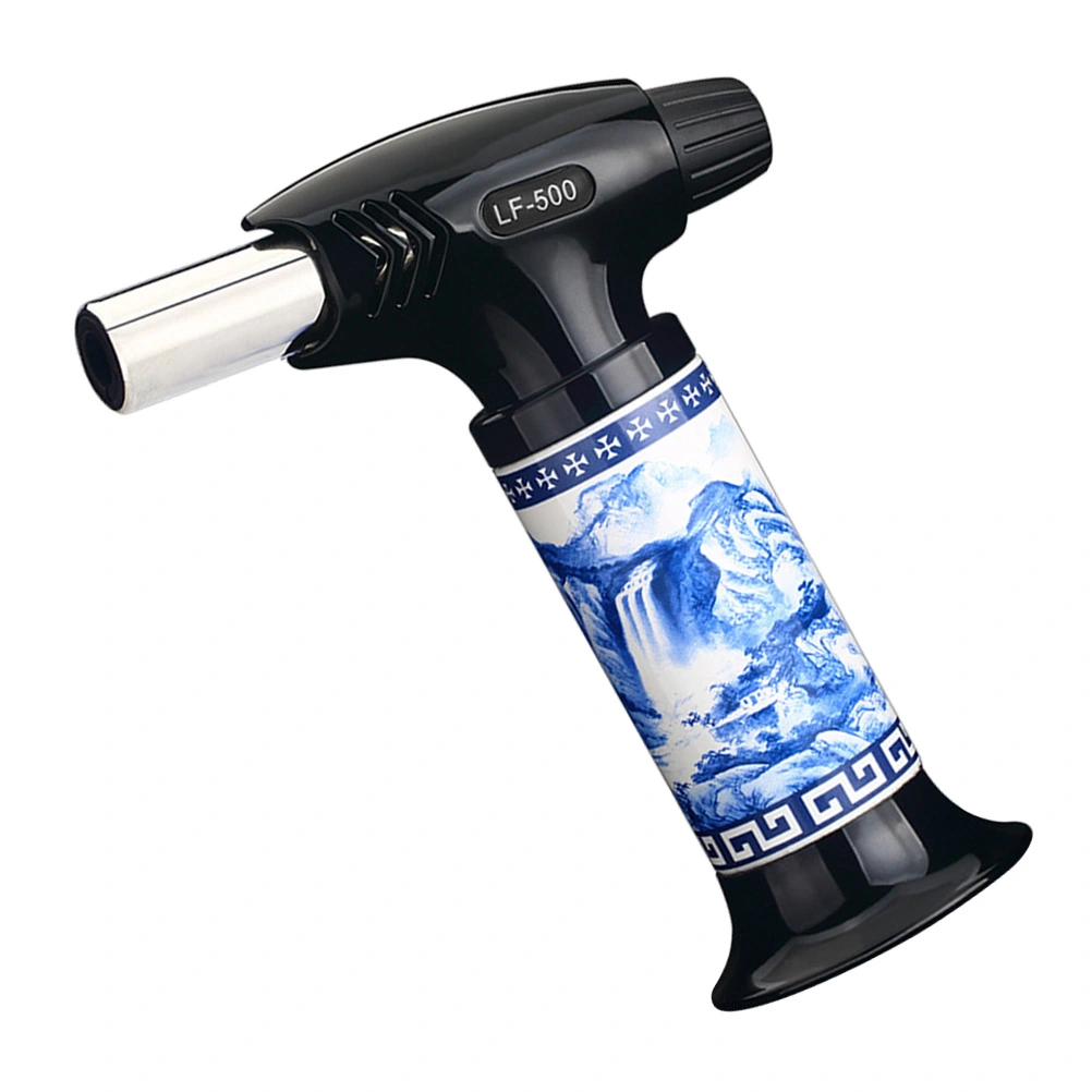 Metal and Ceramic Blow Torch Wind-proof Cooking Torch High Temperature Flamethrower BBQ Lighter (Black, Blue and White Porcelain)