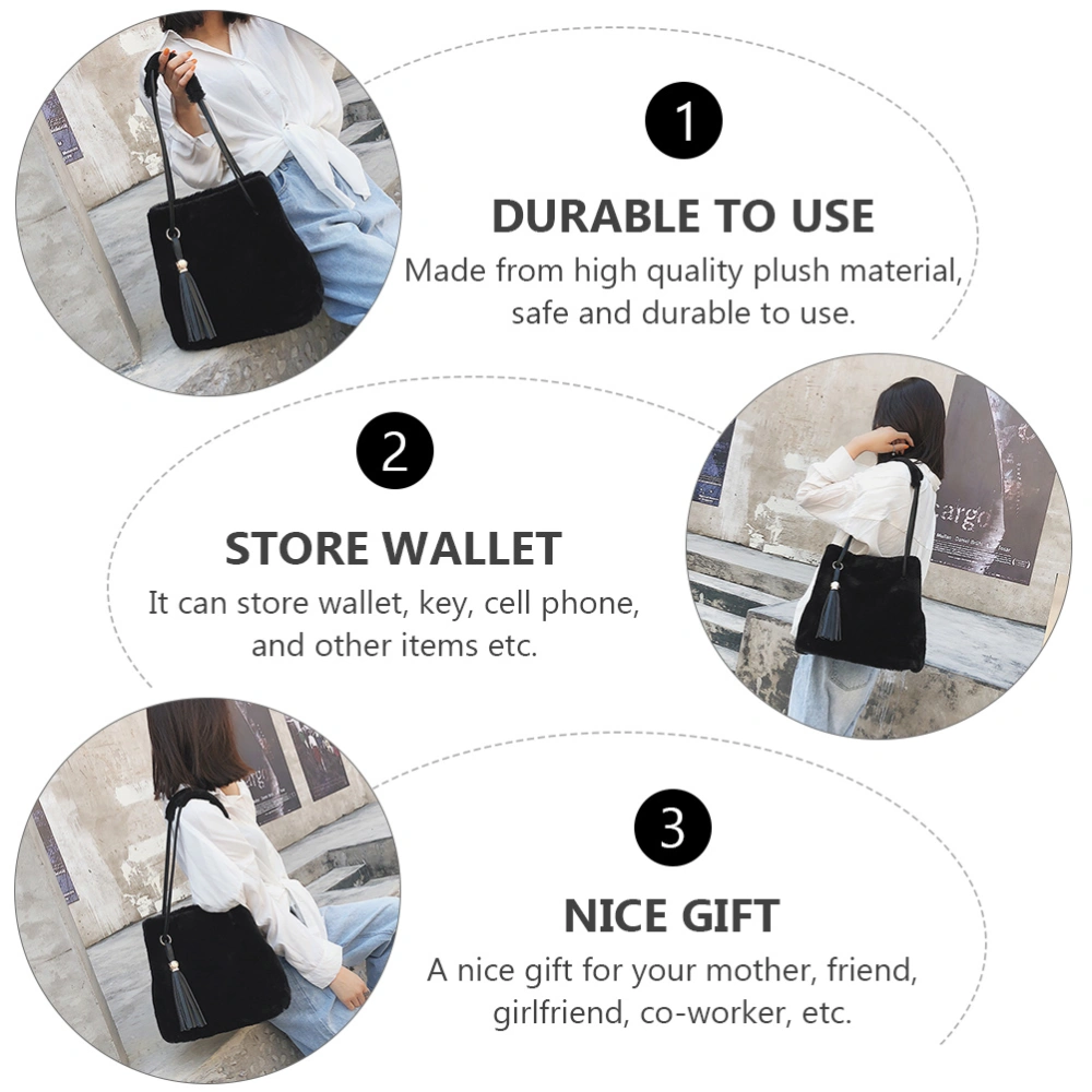 Delicate Single-shoulder Bag Fashion Bag Plush Storage Pouch Chic Plush Bag