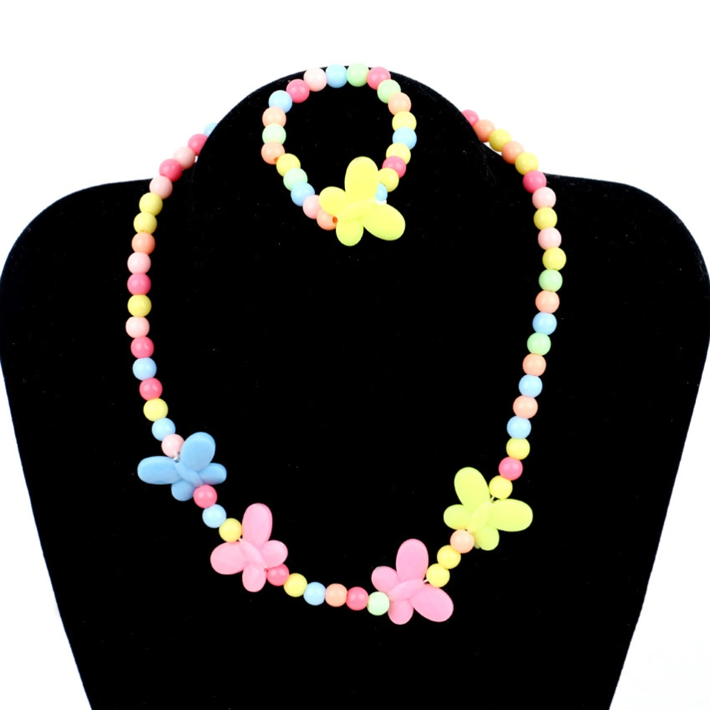 6 Pcs Candy Color Necklace and Bracelet Lovely Children Jewelry Set for Kids (Colours)