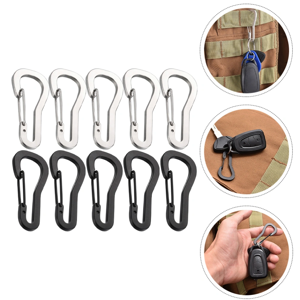 10Pcs Stainless Steel Buckle Carabiner Hanging Hook Climbing Carabiner Buckle