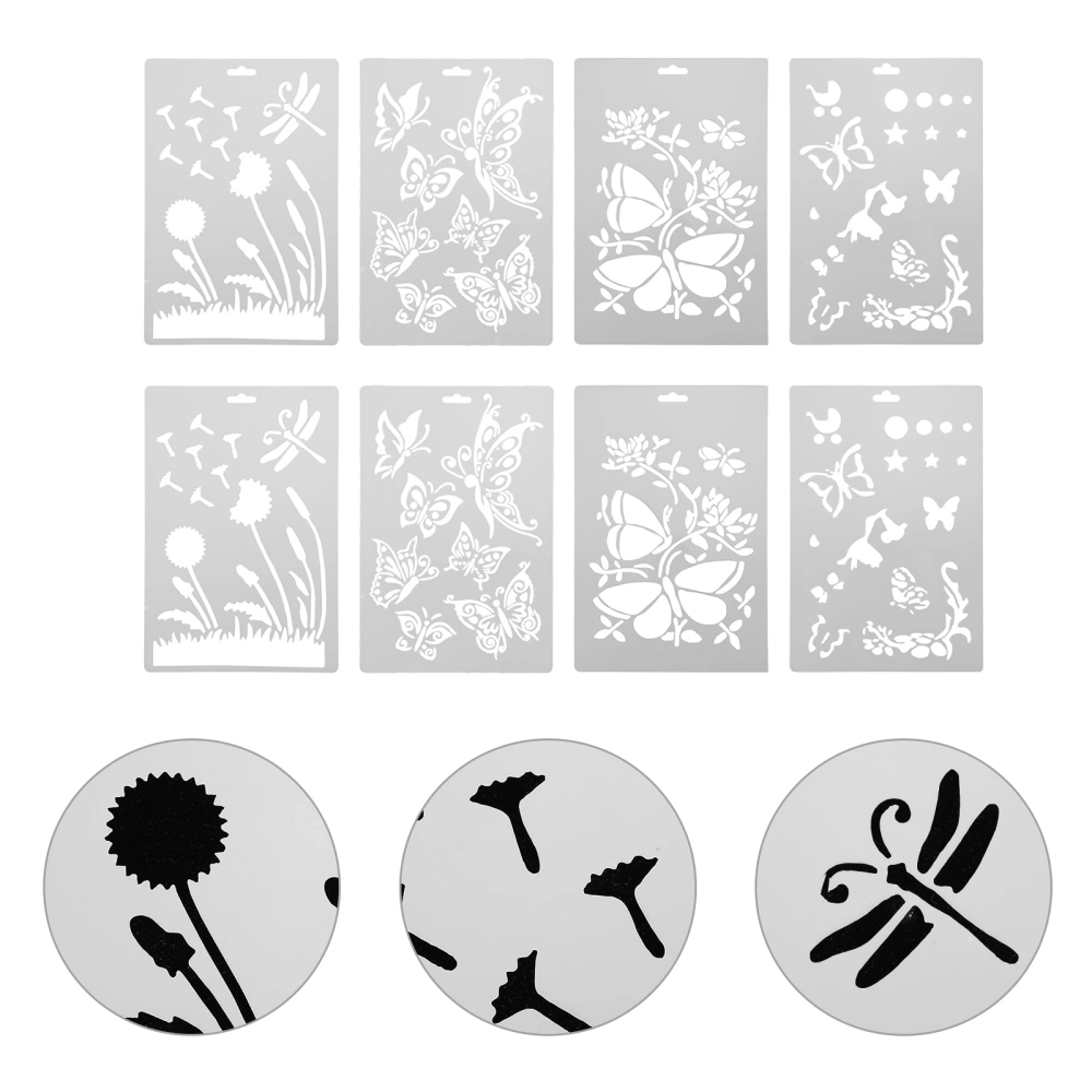 8Pcs Hollow Painting Template Hollow Painting Stencil DIY Supplies (White)