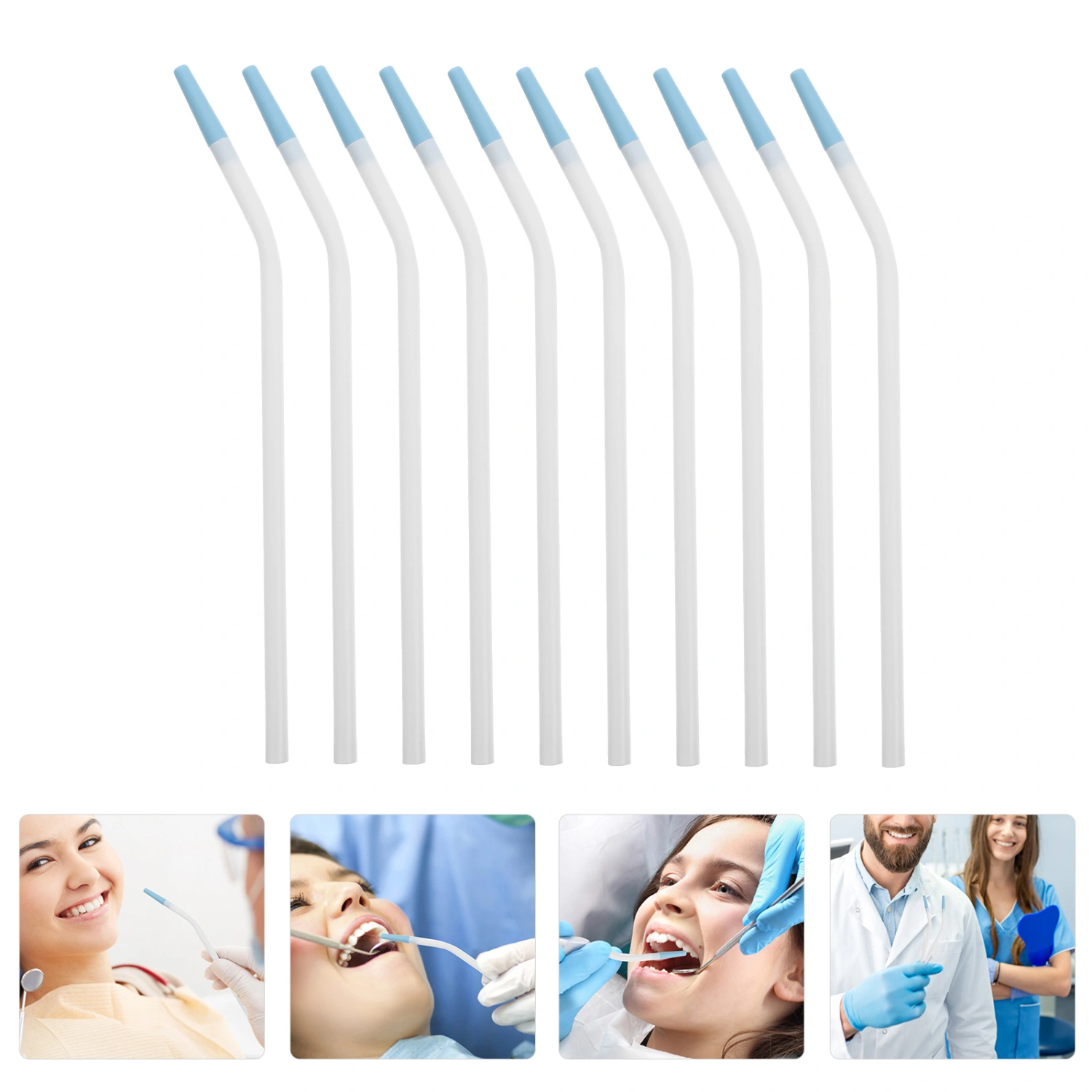 10Pcs Durable Dental Saliva Ejectors Disposable Suction Aspirator Tubes (White)