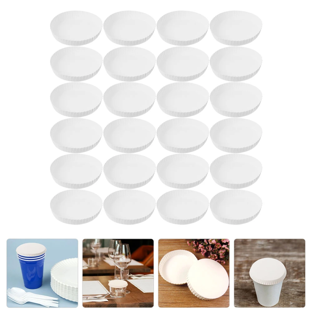 200pcs Disposable Cup Covers Bar Anti Dust Cup Caps Paper Drinking Cup Lids