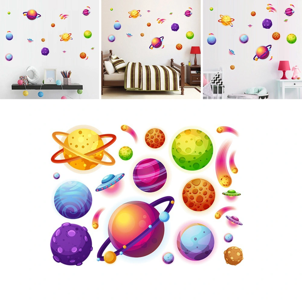 58 x 42cm Planets Wall Sticker Waterproof Planetary Decal Detachable Self-adhesive Painting for Bedroom Living Room Children's Room