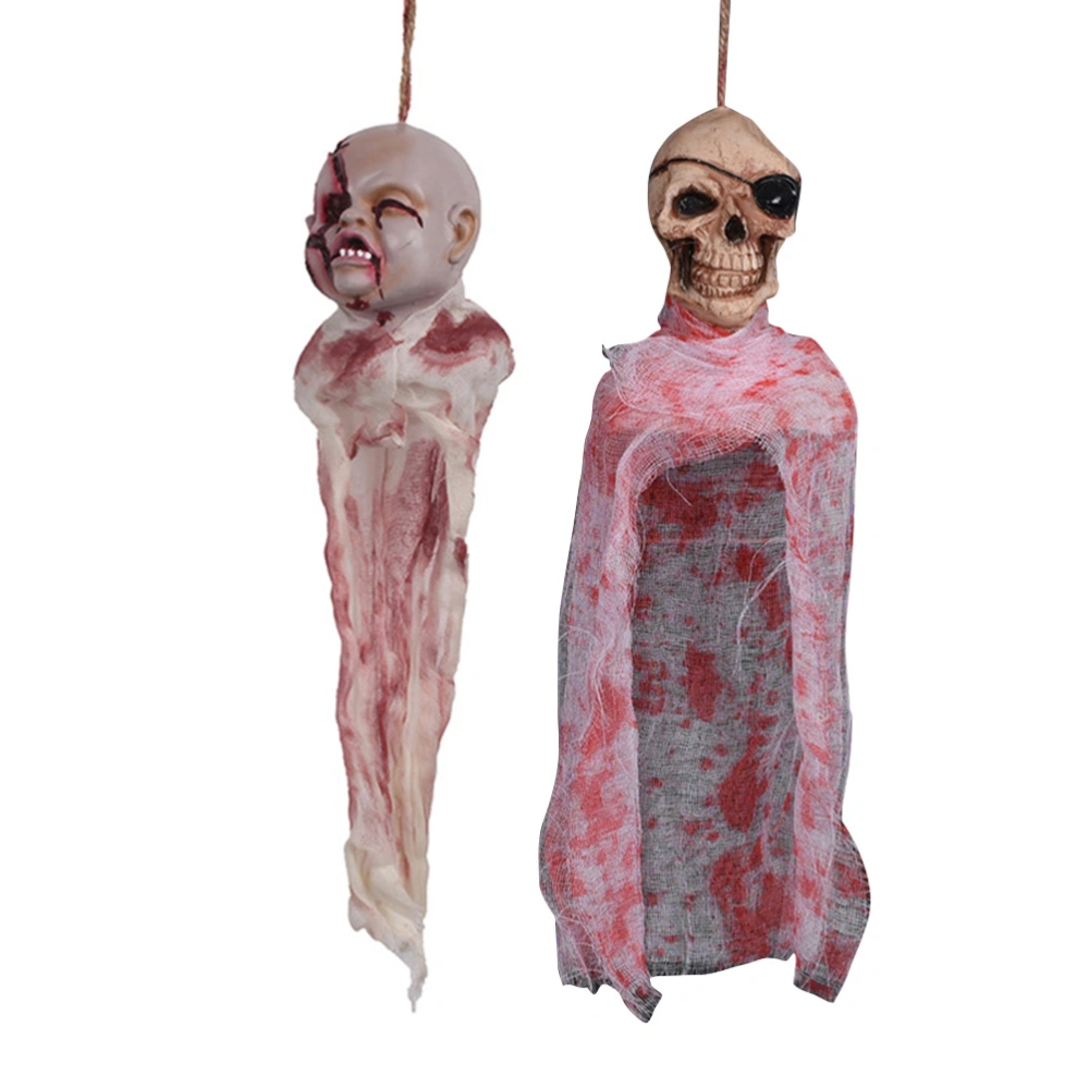 2 Pcs Halloween Hanging Horror Pendant Scary Hanging Ghost Halloween Hanging Ornament Tricky Prank Prop for Halloween Party Supplies