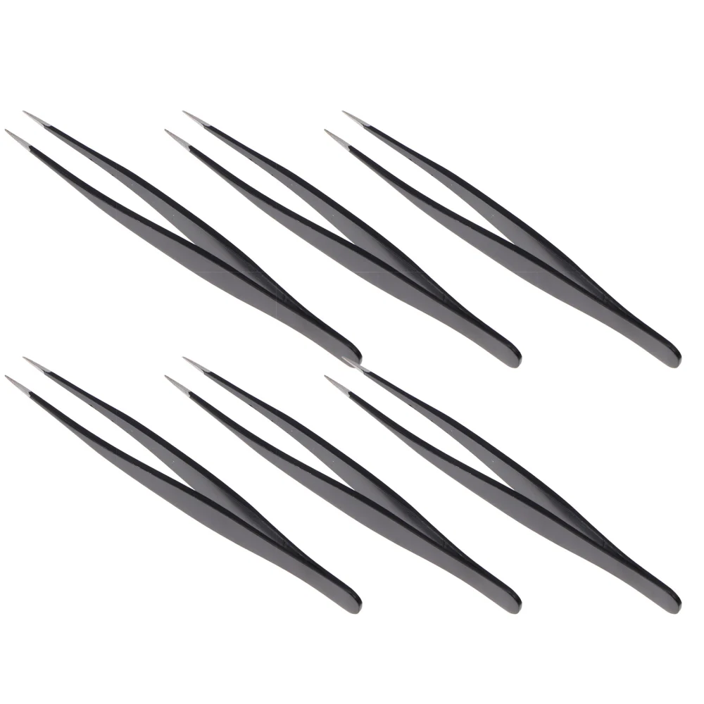 6pcs Stainless Steel Eyelash Tweezers Grooming Eyebrow Tweezers for Makeup