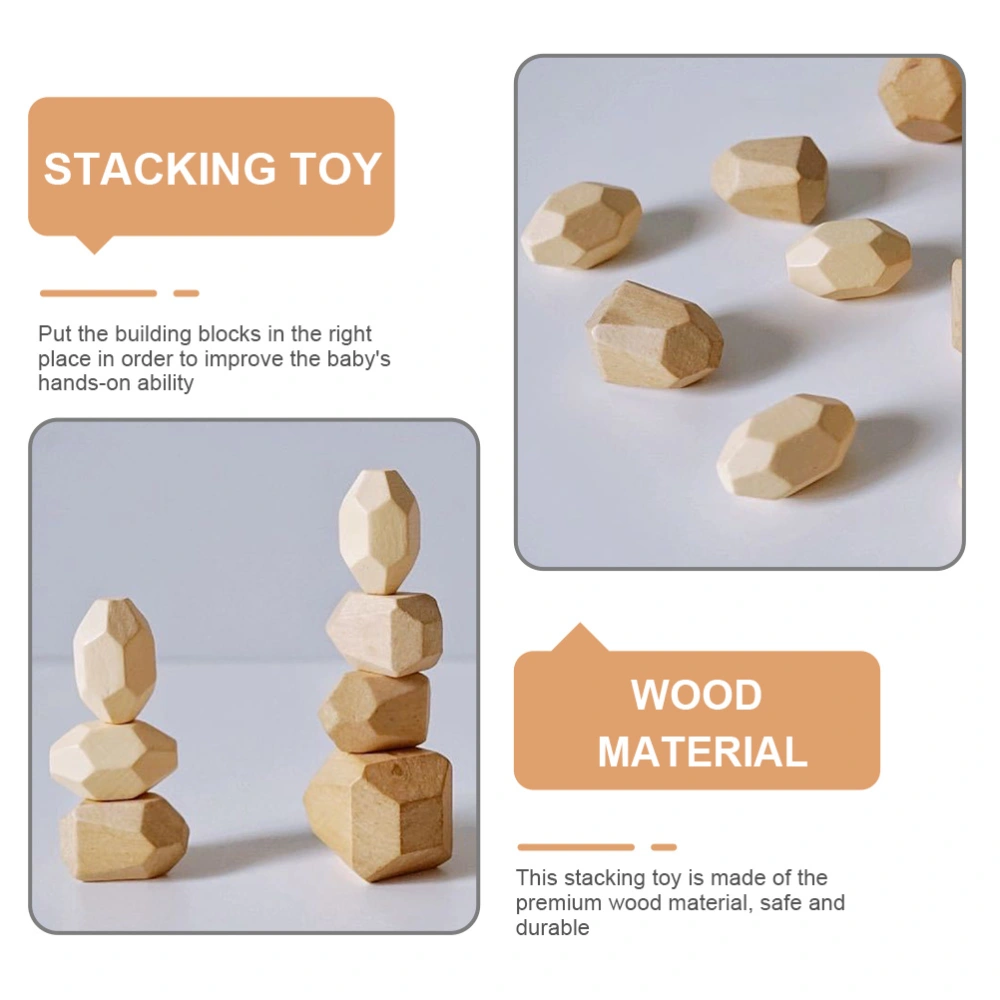 10Pcs Wooden Stacking Toys Imitation Stone Blocks Stacking Games Kids Educational Toys