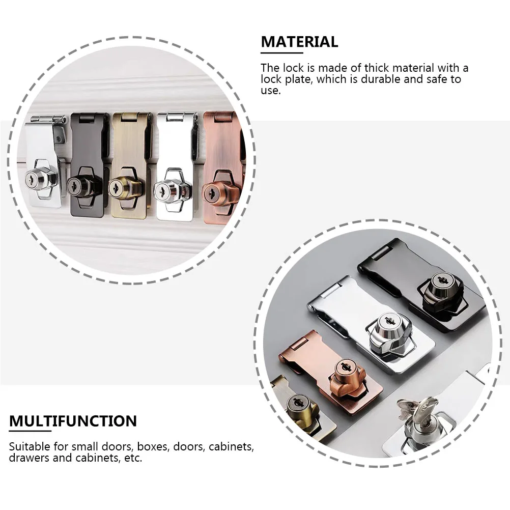 1Pc Practical Door Hasp Lock Home Safety Padlock Cabinet Lock Red Bronze