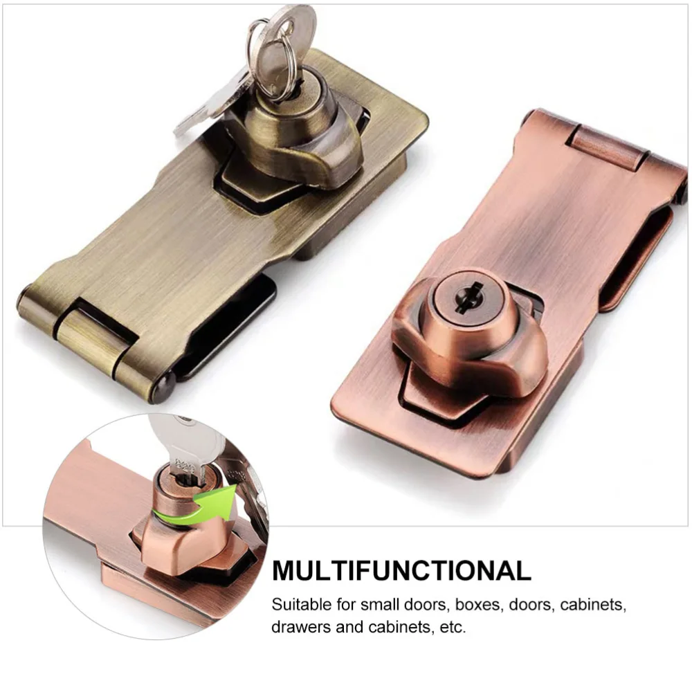 1Pc Practical Door Hasp Lock Home Safety Padlock Cabinet Lock Red Bronze