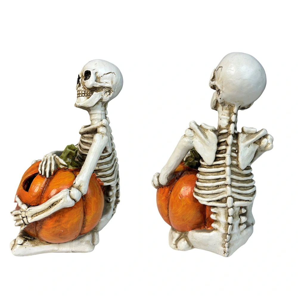 Resin Skeleton Adornment Haunted House Skeleton Ornament Simulation Skeleton Model No Battery