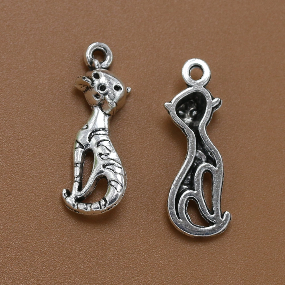 20PCS Cat Charms Alloy Animal Pendants Charms DIY Jewelry Making Accessory for Necklace Bracelet (Antique Silver)