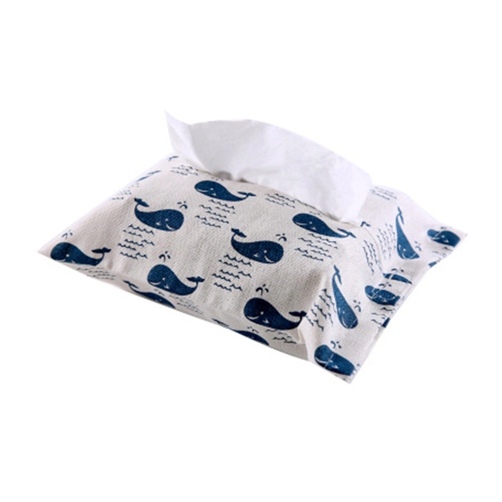 4 Pcs Tissue Box Japanese Style Cotton Linen Paper Towel Holder Foldable Fabric Napkin Storage Container Desktop Paper Towel Storage Rack (Whale)