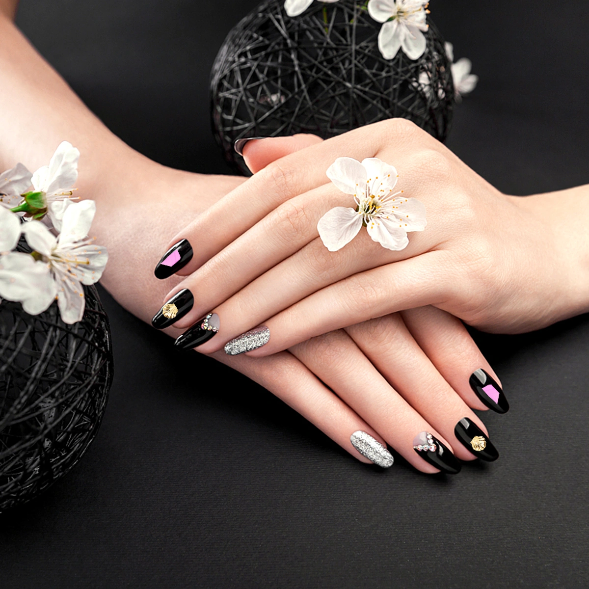 2 Boxes Nail Accessories Natural Shell Manicure Sequin Decor (Assorted Color)