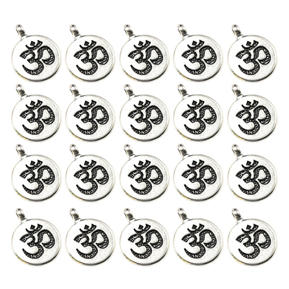 20pcs Fashion Round Tag Pendant DIY Alloy Charms Jewelry Making Accessories for Necklace Bracelet (3D, Antique Silver)