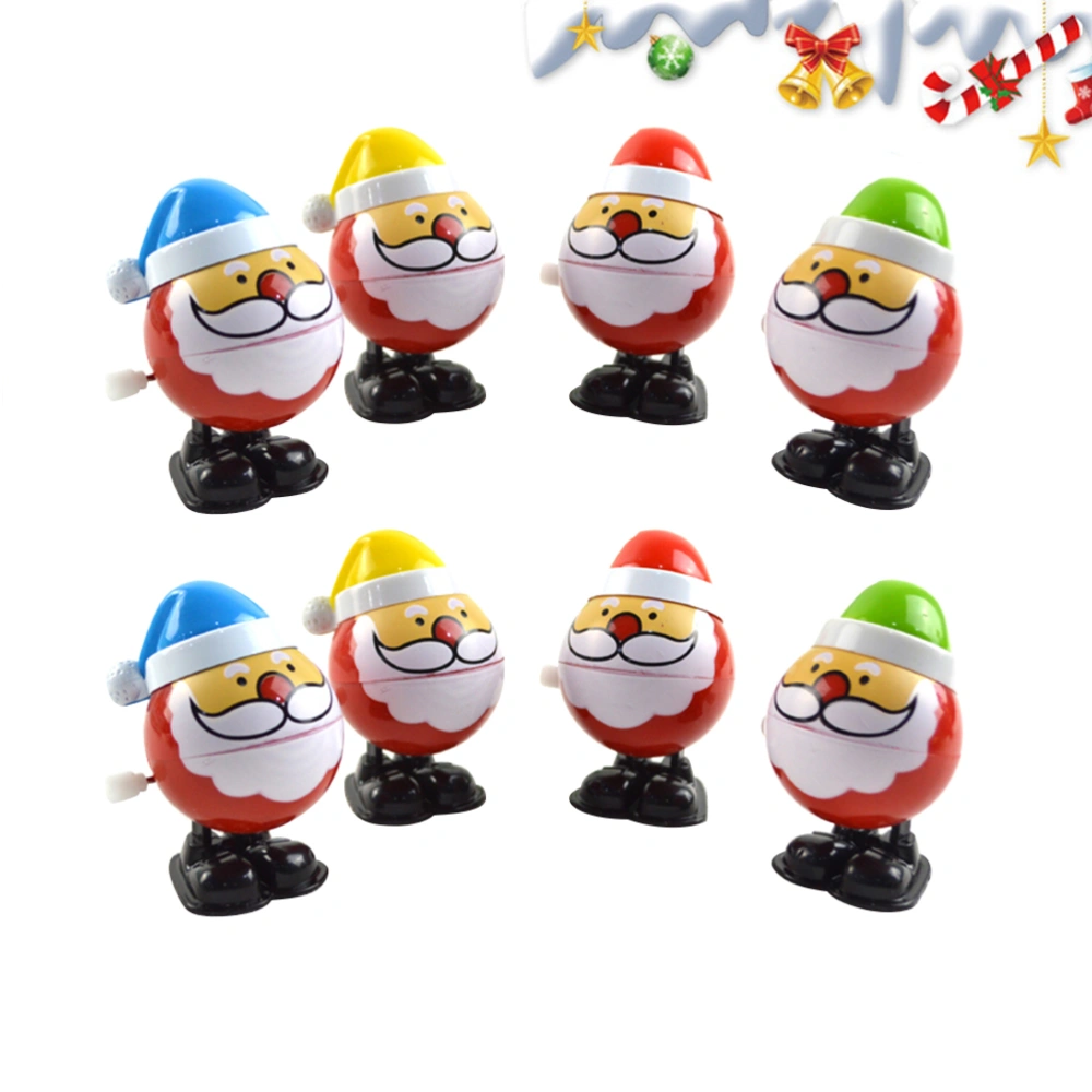 8pcs Wind Up Toys Christmas Santa Claus Wind Up Walking Toy Cartoon Christmas Gift for Toddlers (Random Color)