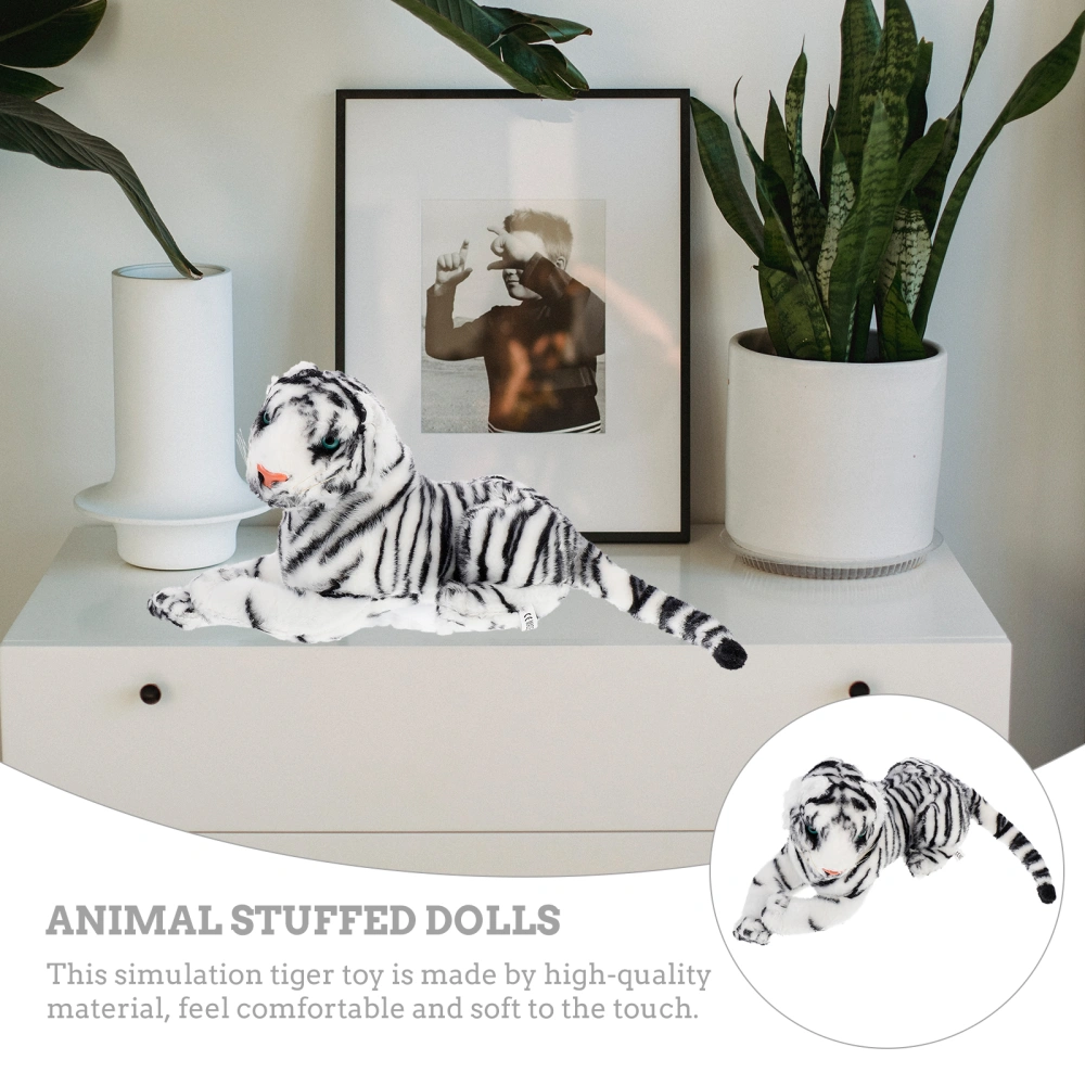 Stuffed Animal Dolls Simulation Tiger Creative Toys Decoration for Home Bedroom Living Room (White Tiger, 40cm)