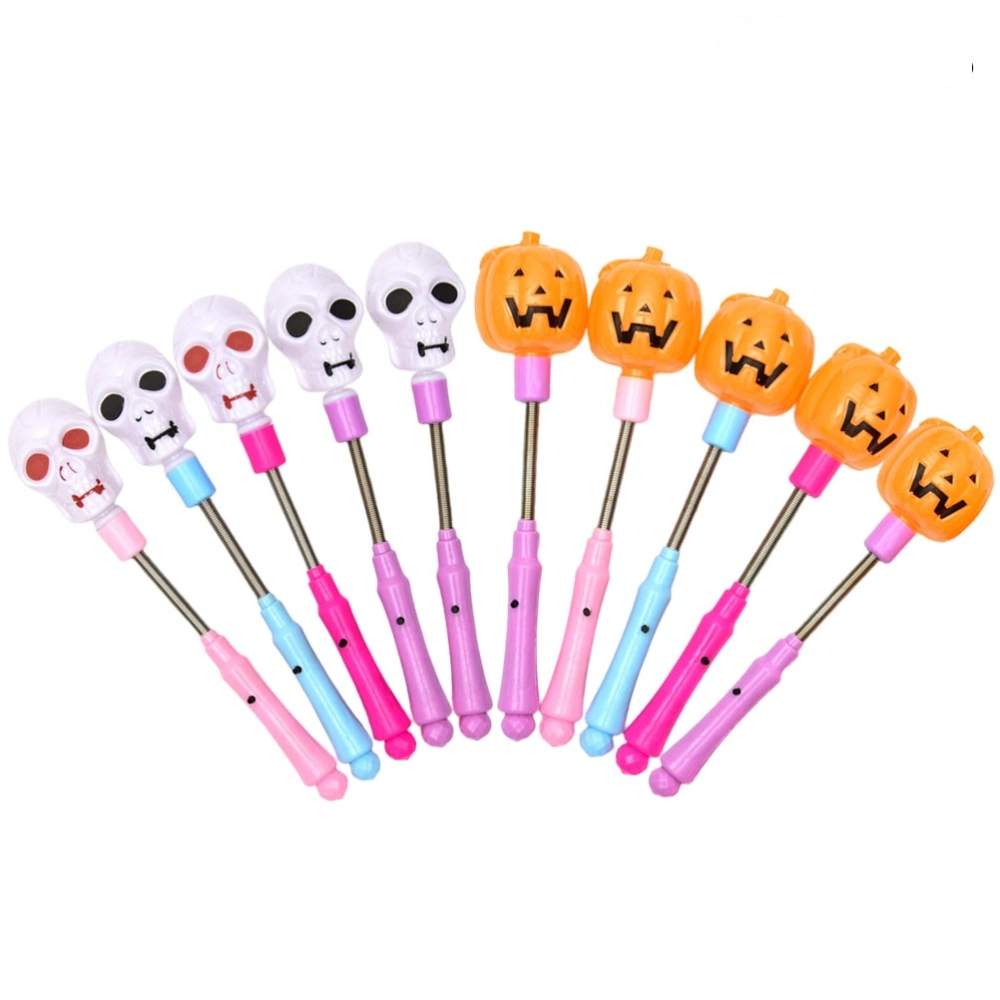 10pcs Halloween Glow Stick Skeleton Pumpkin Glow Stick Funny Light Sticke Creative Party Glow Stick for Man Woman Kids (Random Color Skeleton and Pumpkin 5pcs for Each)