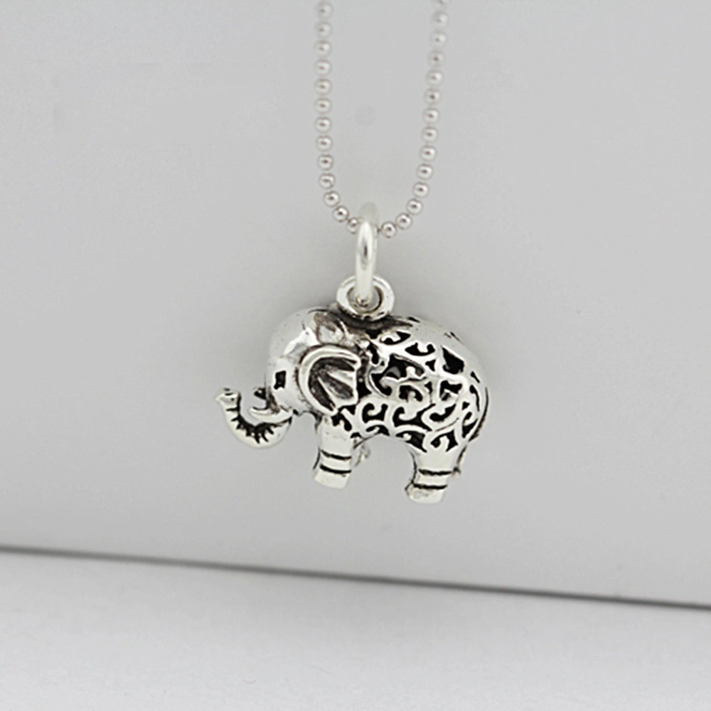 Elephant Shape Necklace Pendant Charms DIY Jewelry Making Accessories for Earrings Bracelet Black Thai Silver