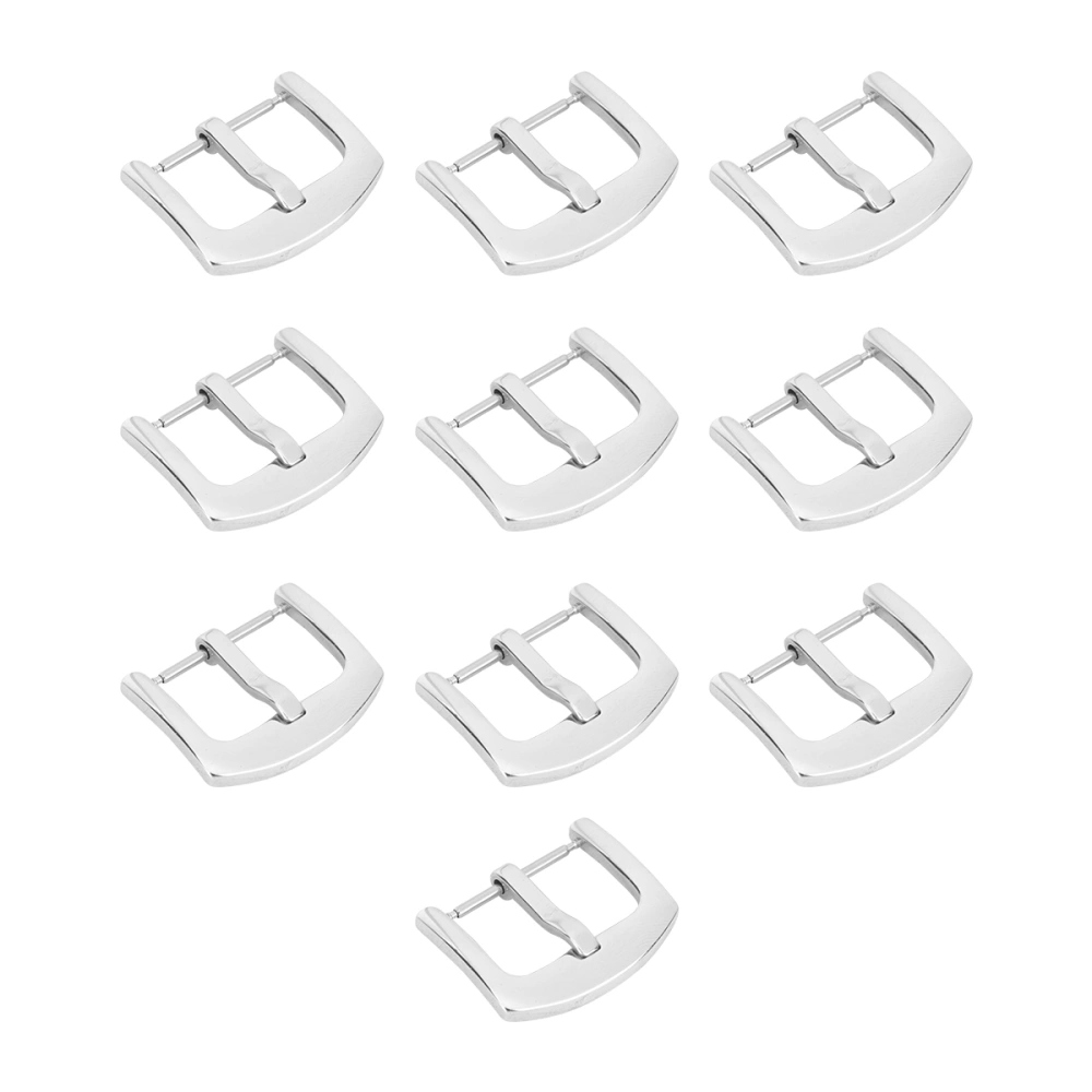 10PCS Hight Quality Stainless Steel Pin Buckle Solid Metal Watch Strap Clasp DIY Leather Accessories (20mm)