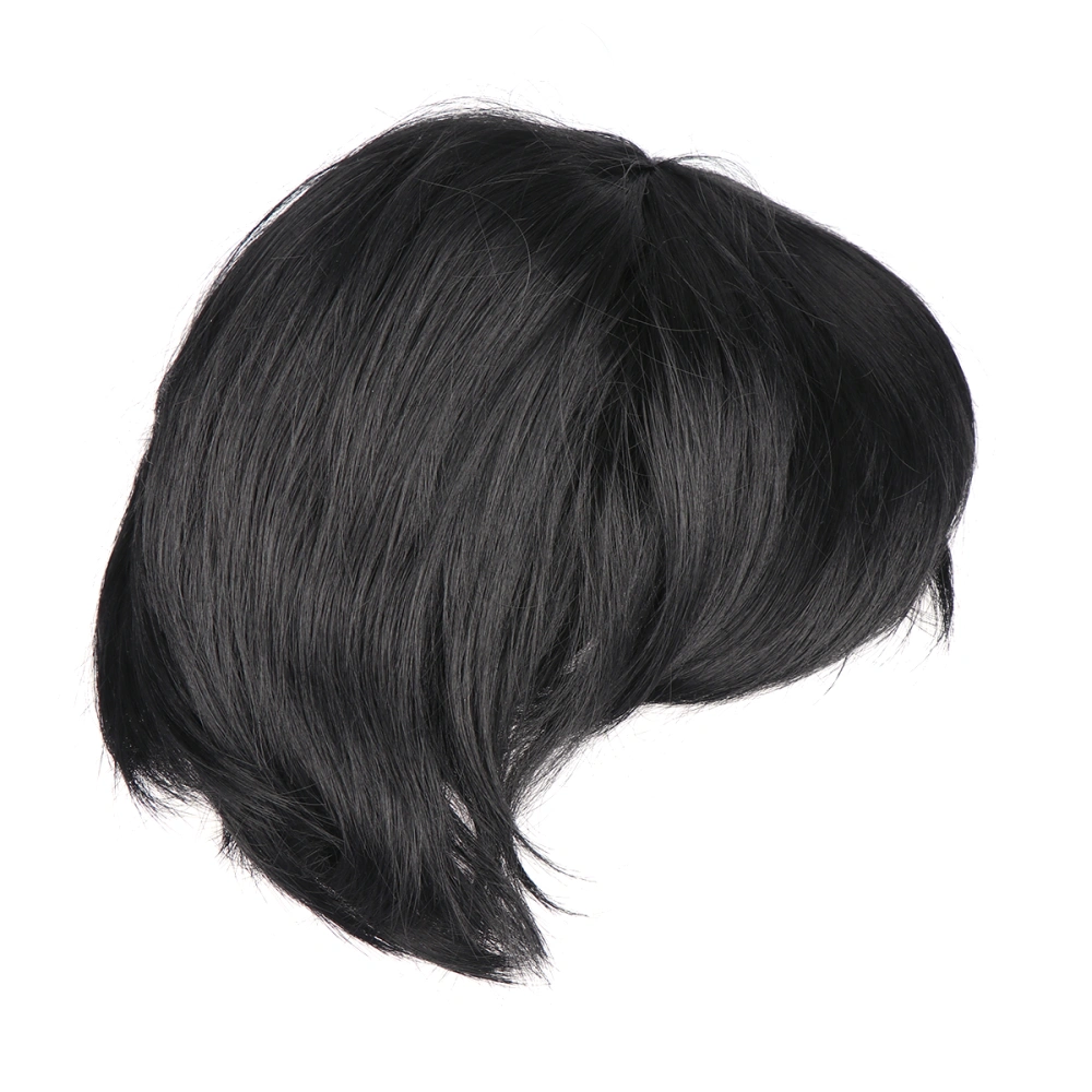 Mens Wig Short Straight Wig Fashion Cosplay Wig Prop for Festival Party Performance Supplies (Black)