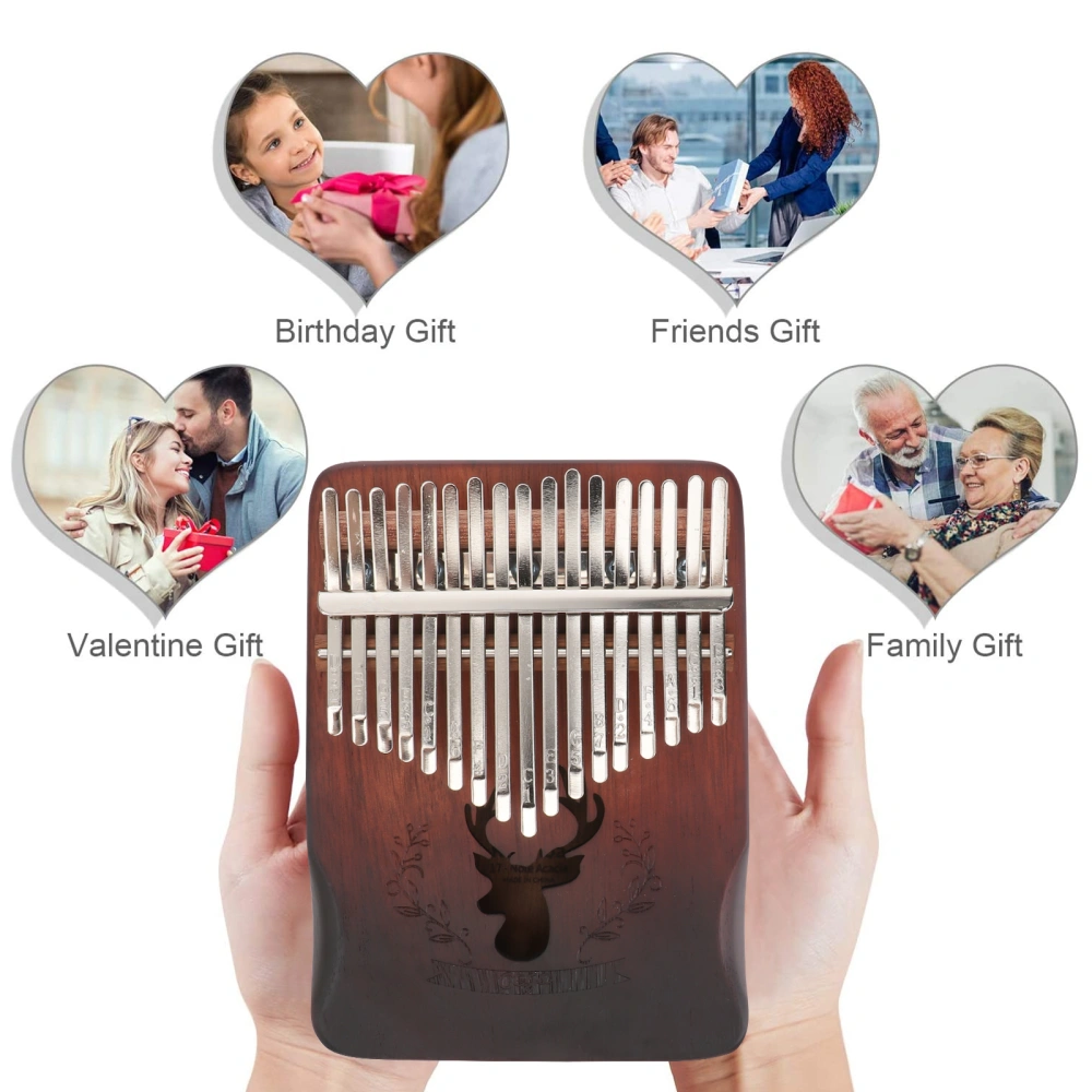 1 Set 17 Keys Thumb Piano Portable Wooden Kalimba Simple Musical Instrument