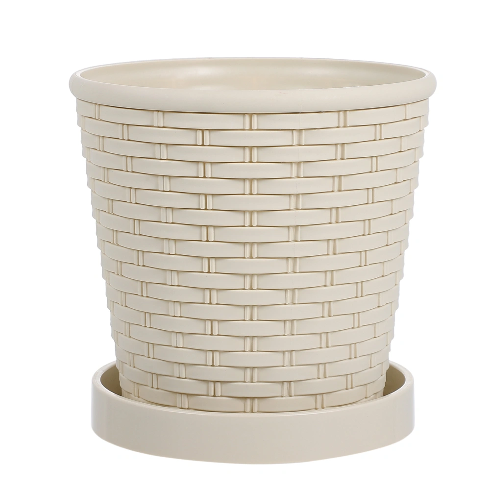 1pc Durable Plastic Flower Pot Imitation Bamboo Woven Flowerpot for Home