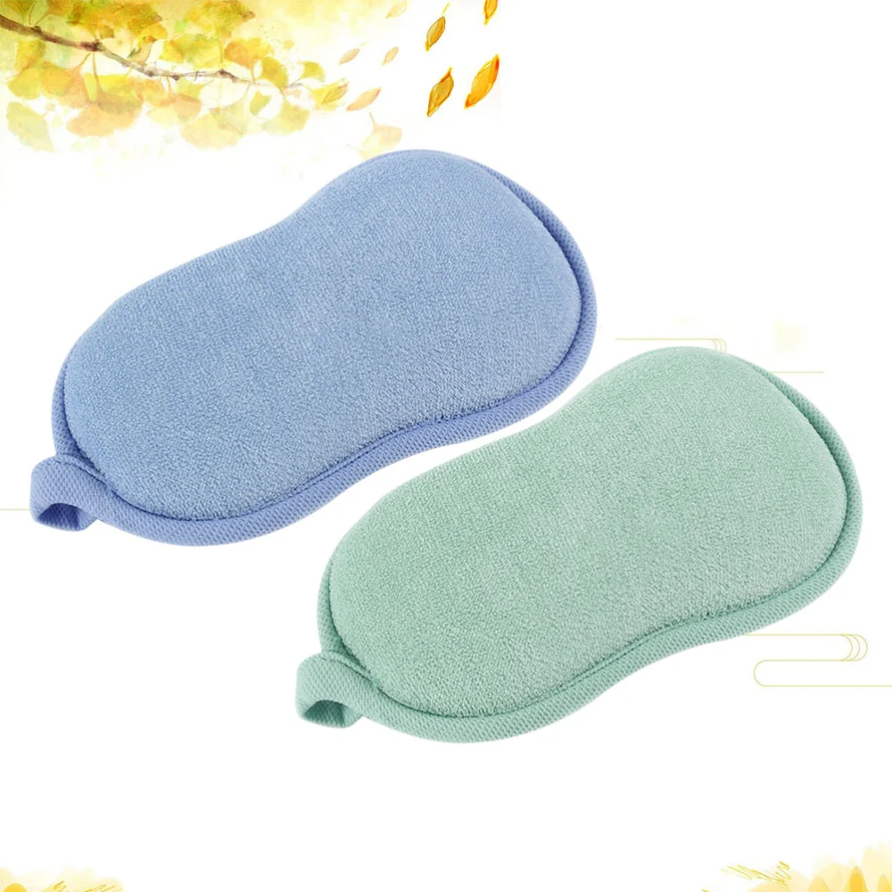 2pcs Kids Double-sided Bath Sponge Pads Bath Exfoliating Scrubber Body Cleaning Tool for Shower and Spa (Blue + Green)