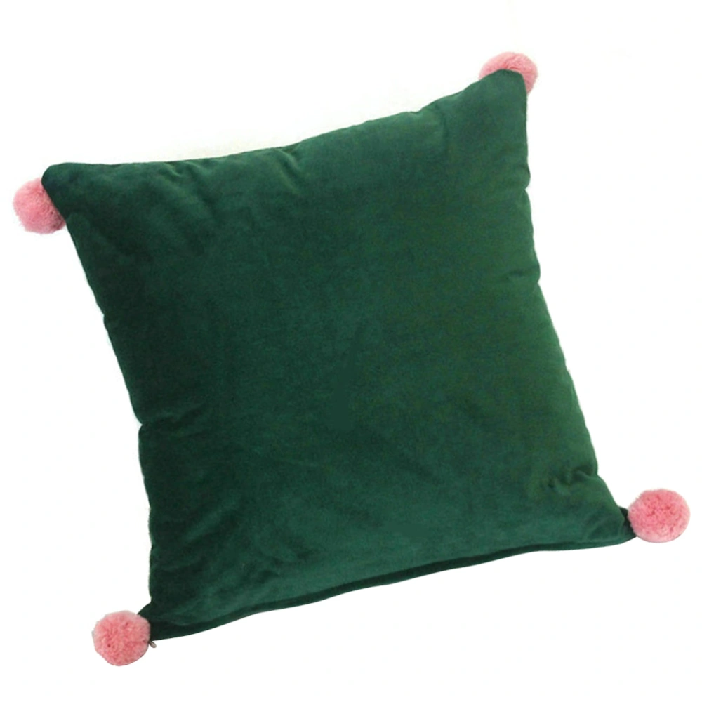 Pure Color Pillowcase Sofa Plush Cushion Cover Household Back Cushion Cover Cloth Art Pillow Cover for Home Car Sofa Use (Green)