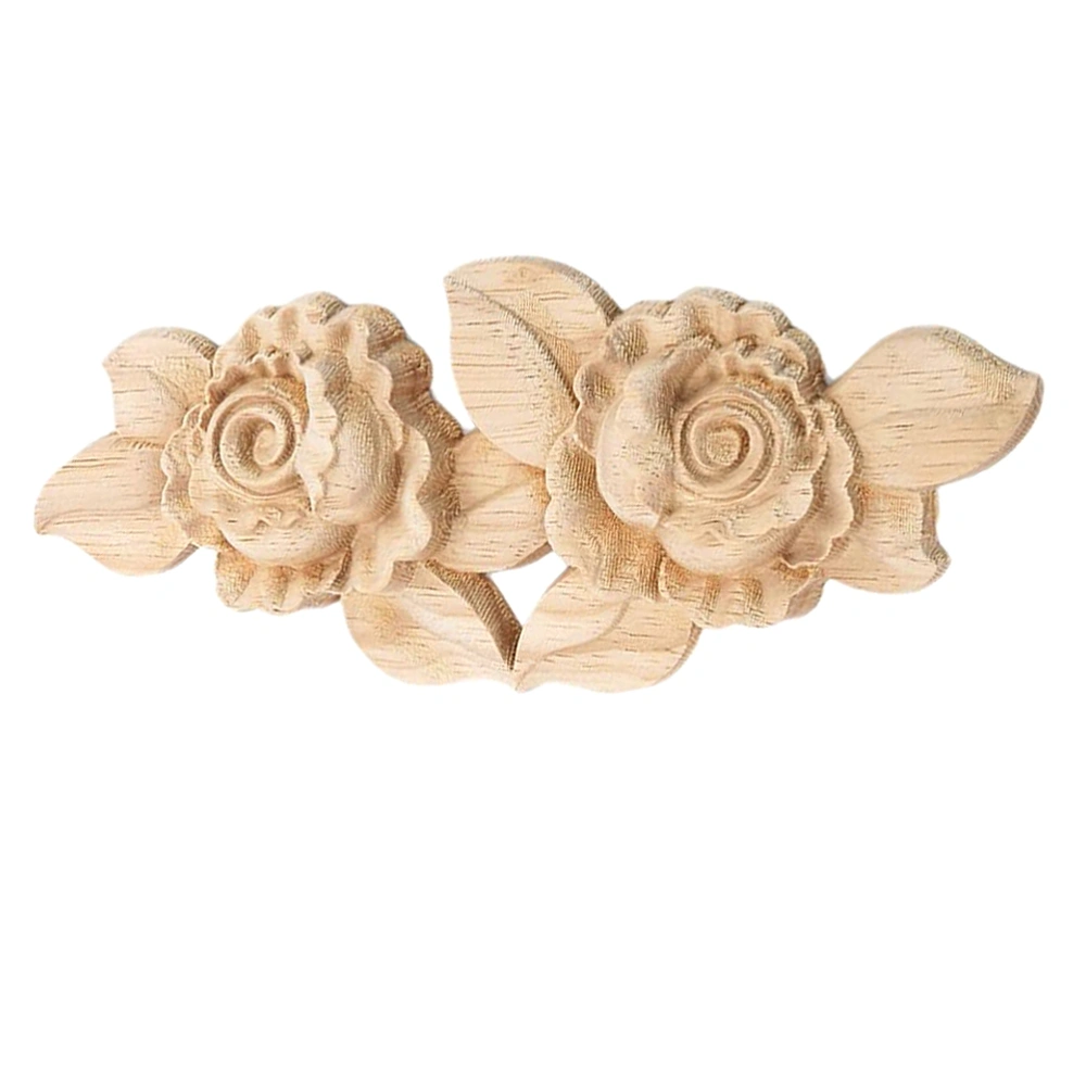 1PC Natural Rose Shape Carved Corner Applique Decorative Door Furniture Applique