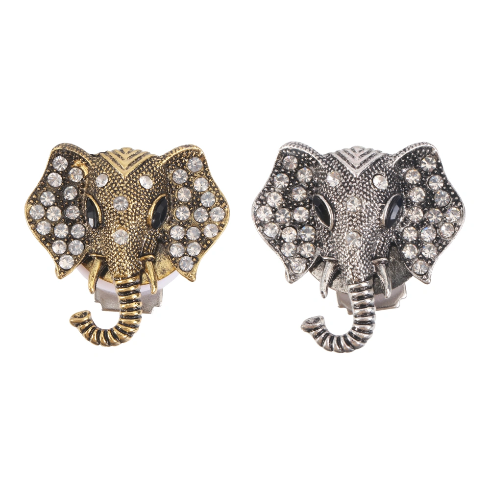 2PCS Rhinestone Car Fragrance Essential Oil Diffuser Elephant Pattern Air Vent Clip Car Aromatherapy Diffuser Car Interior Decoration (Golden Grey, Random Color Clip)