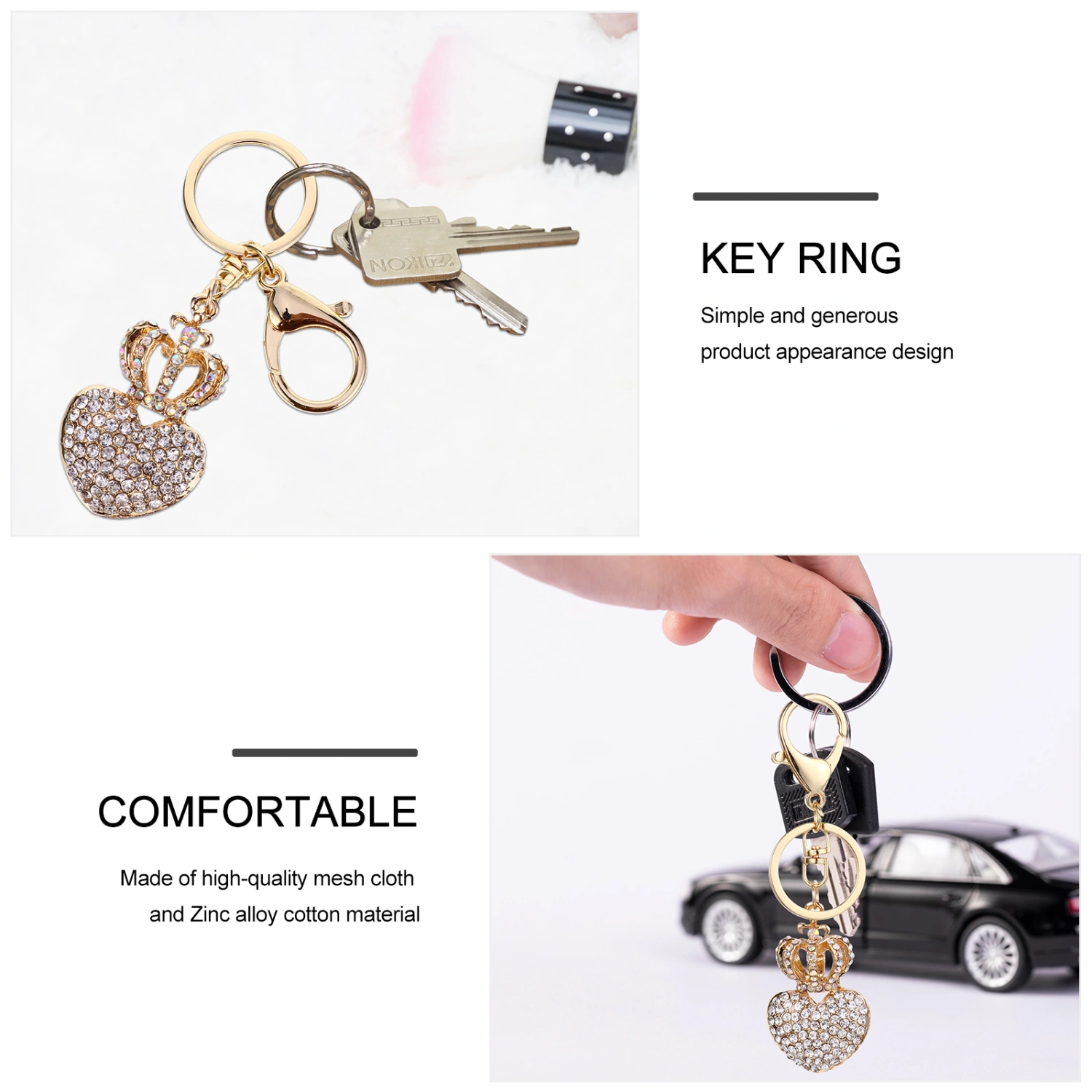 1Pc Couple Crown Design Keychain Fashion Car Bag Pendant Gift Metal Key Ring