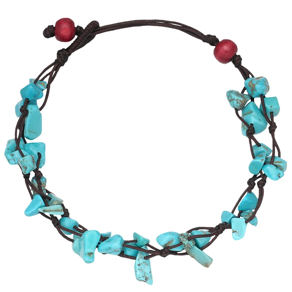 Fashion Stone Anklet Beautiful Gravel Ankle Chain Woven Rope Ankle Jewelry Foot Hanging Chain Pendant