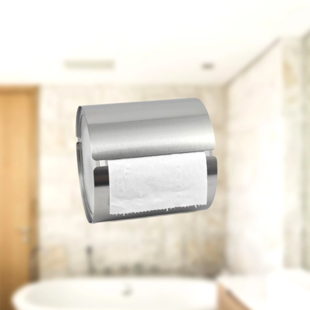 Stainless Steel Toilet Paper Holder Modern Wall Mounted Bathroom Round Tissue Paper Roll Holder (Silver)