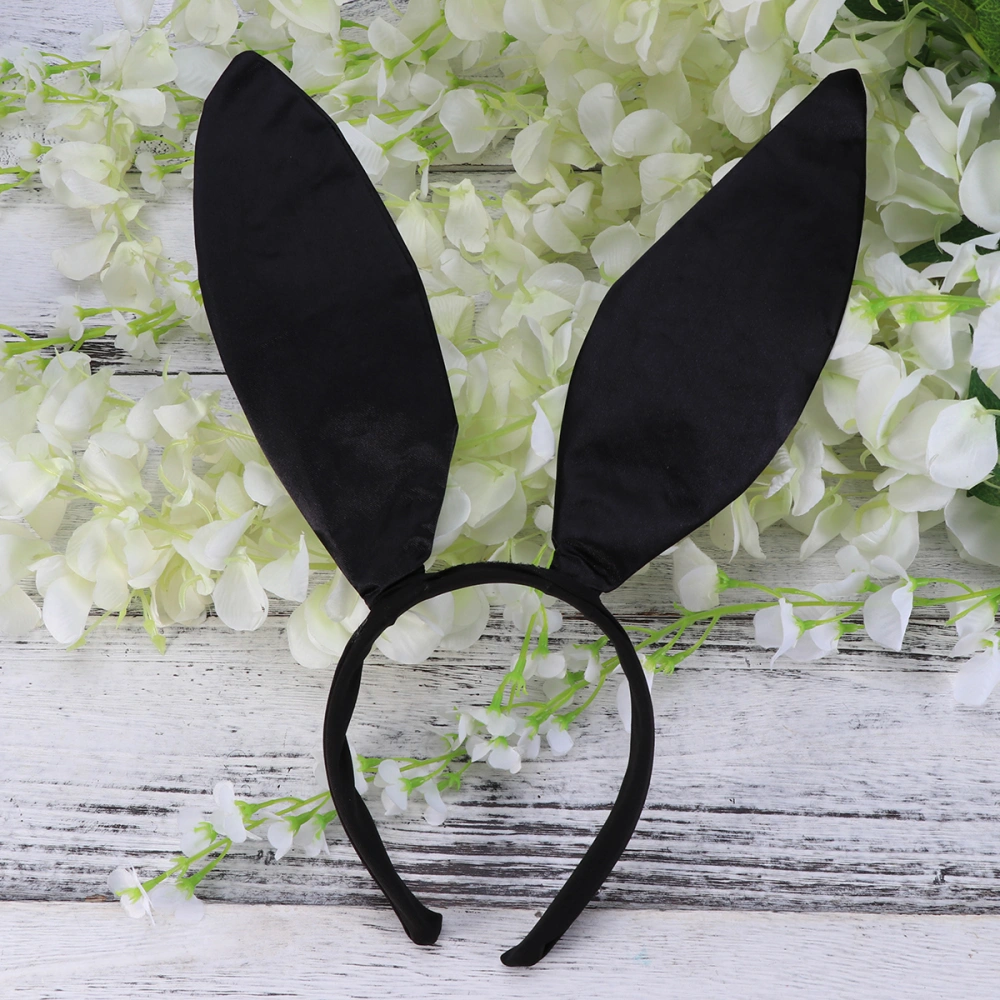 FRCOLOR Easter Sweet Bunny Ears Headband Rabbit Ear Hair Band for Party Cosplay Costume Accessory (Black)