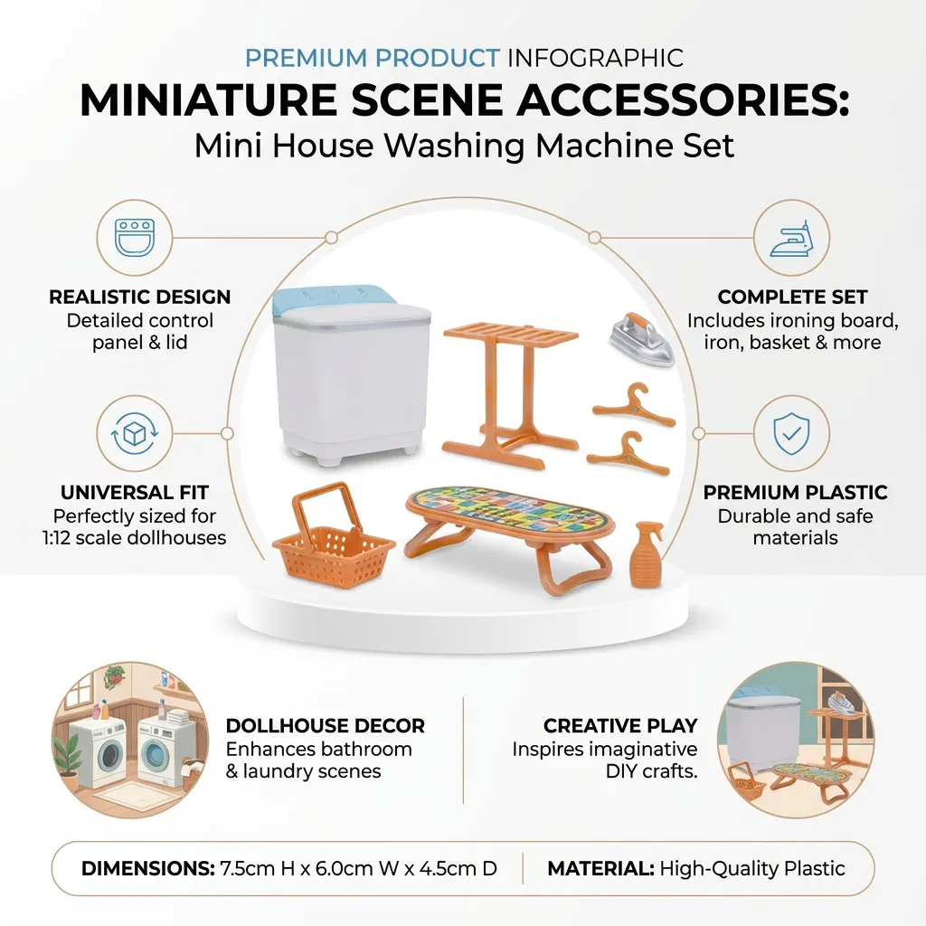 1 set of Mini House Washing Machine Mini Ornament Miniature Scene Accessories