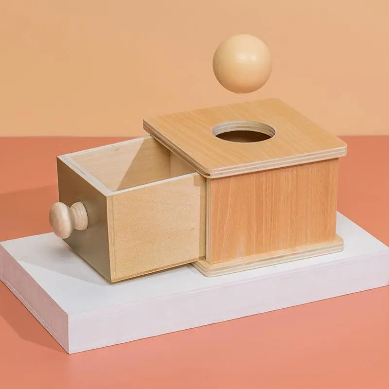 1 Set of Object Box with Ball Montessori Toy Permanence Box Toy Wooden Learning Activities Toy